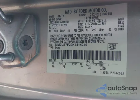 2019 Ford Transit Connect Xlt z USA, uszkodzony, nr VIN NM0LS7F29K1414249